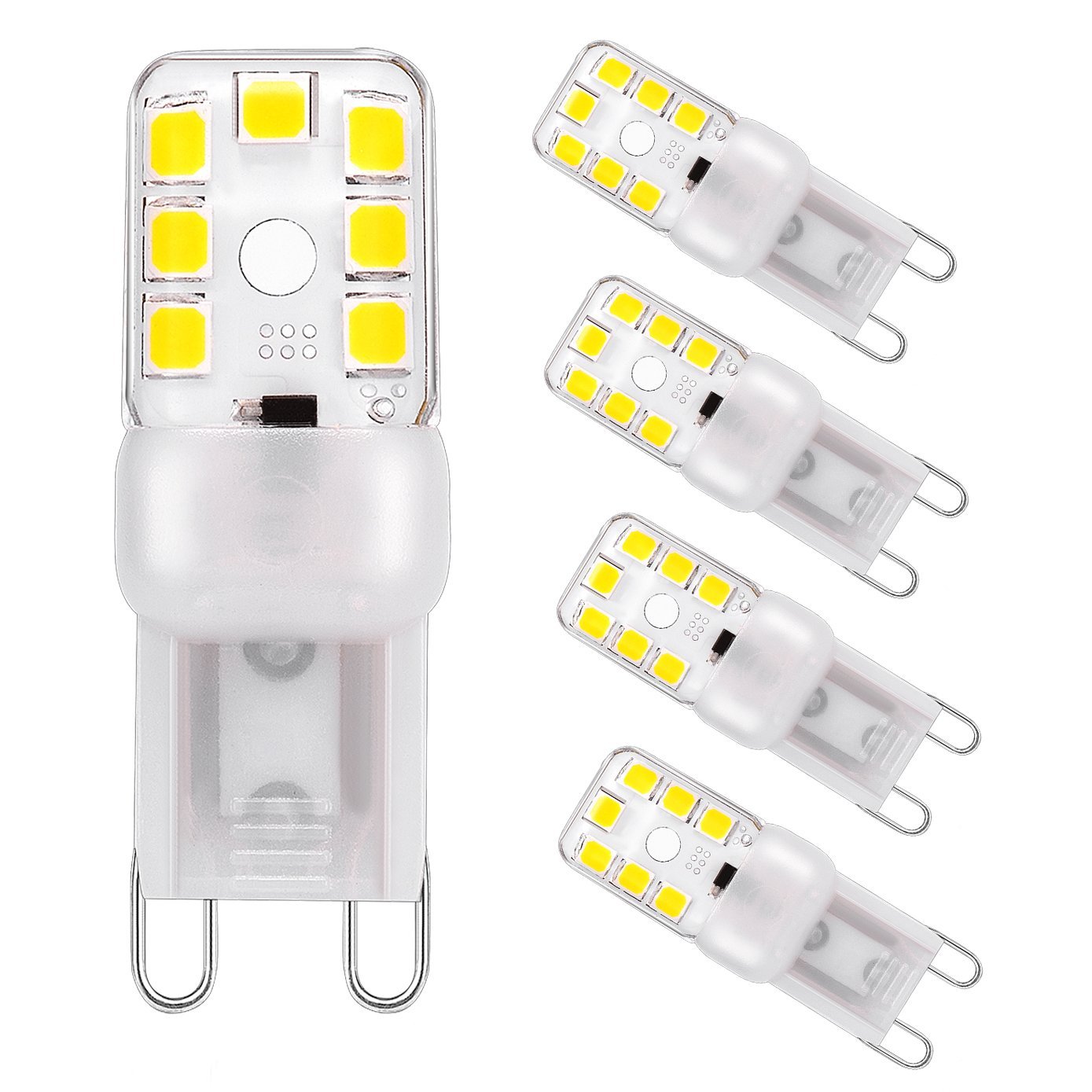 G9 LED Bulb Dimmable 3W Daylight White - 30W Halogen Equivalent ,Warm White  G9 Base Chandeliers Bathroom Ceiling Lights Energy Saving Bulbs AC120V  （pack of 5) - I-SHUNFA